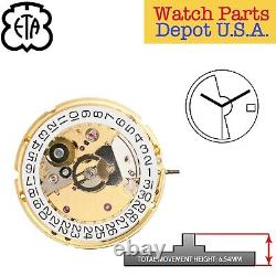 Genuine ETA 2824-2 Swiss Made Automatic Movement Date at 3, Gold Color NEW