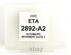 Genuine Quartz ETA Automatic Movement 2892 -A2 Date @3, Three Hands Swiss Made