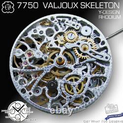 Movement Eta Valjoux 7750, Automatic Chronograph, Skeleton, Rhodium