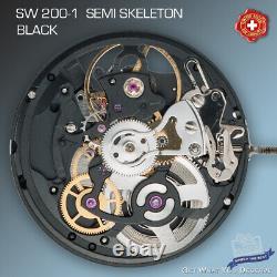 Movement Sellita Sw200-1 Automatic, Semi-skeleton, Black, Compatible Eta 2824