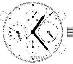 Watch movement ETA 7750, Automatic, Chronograph, Swiss, engraved, 2nd time zone